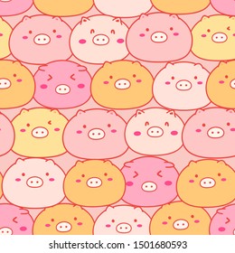 Cute pig seamless pattern background. Vector illustration.