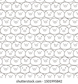 Cute pig seamless pattern background. Vector illustration.