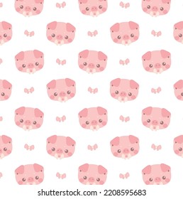 Cute pig seamless pattern background cute kid and baby pink pastel  seamless pattern 