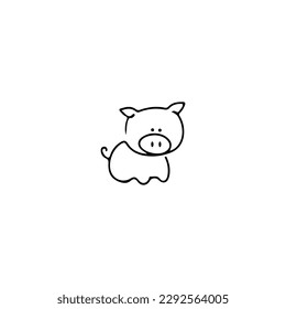 cute pig shaped line illustration vector