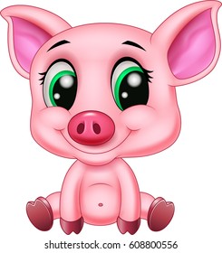 Cute pig sitting