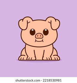 Cute Pig Sitting Down Illustration