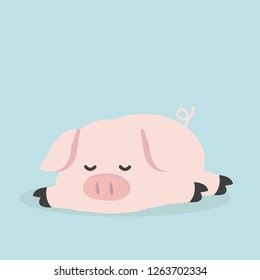 Cute pig  sleeping cartoon