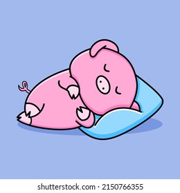 Cute pig sleeping cartoon design