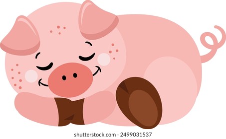 Cute pig sleeping isolated on white
