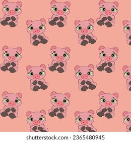 The cute pig smiles pattern