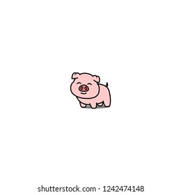 Cute Pig Smiling Cartoon Icon, Vector Illustration