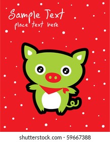 cute pig in snow