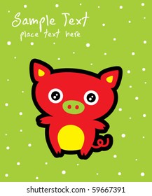 cute pig in snow