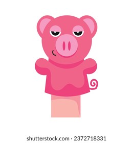 Cute pig sock toy on white background