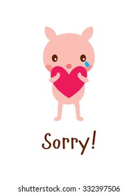 cute pig sorry card