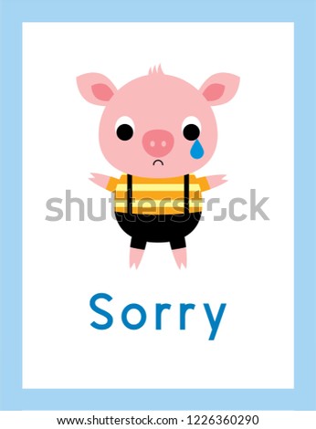 cute pig sorry card vector. pig apology card vector.