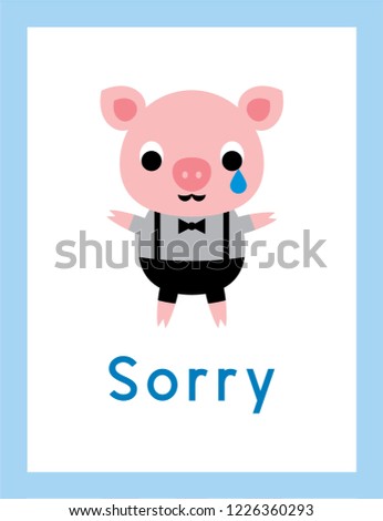 cute pig sorry card vector. pig apology card vector.