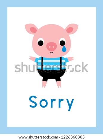 cute pig sorry card vector. pig apology card vector.
