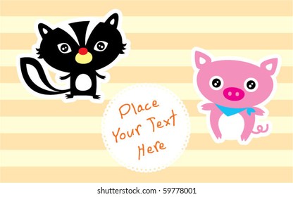cute pig and squirrel