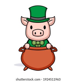 Cute pig with St. Patrick's Day costume