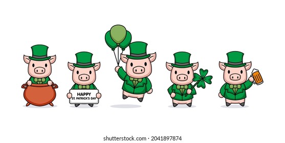 Cute pig with St. Patrick's Day costume