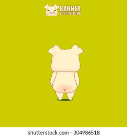 cute pig stand back character