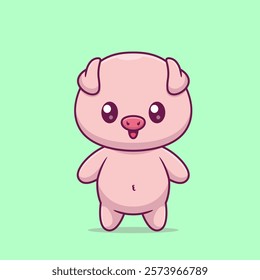 Cute Pig Standing Cartoon Vector Icon Illustration. Animal 
Nature Icon Concept Isolated Premium Vector. Flat Cartoon 
Style 