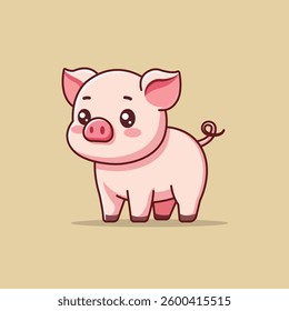 Cute Pig Standing Cartoon Vector Icon Illustration. Animal Nature Icon Concept Isolated Premium Vector. Flat Cartoon Style
