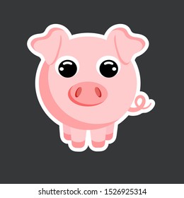 cute pig sticker template in flat vector style 
