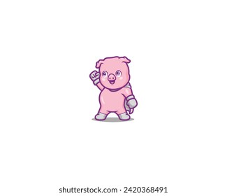 Cute pig super hero mascot
