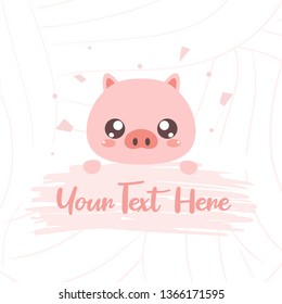 cute pig with text board illustration