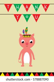 cute pig thank you card