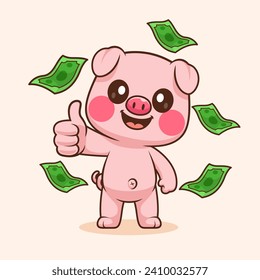 Cute Pig Thumbs Up With Money Cartoon Vector Icon
Illustration. Animal Finance Icon Concept Isolated Premium
Vector. Flat Cartoon Style