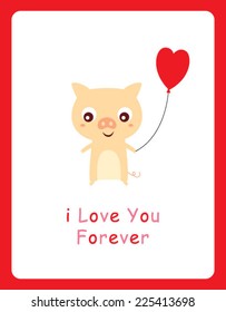 cute pig valentine card