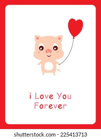 cute pig valentine card