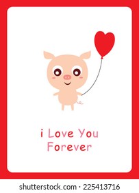 cute pig valentine card