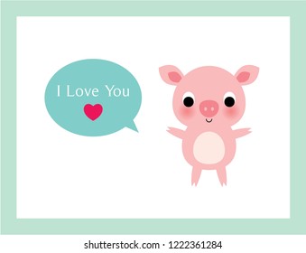 cute pig valentine greeting card vector