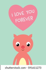 cute pig valentine greeting card