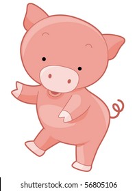 Cute Pig - Vector