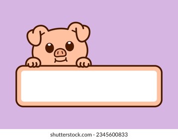 Cute Pig Vector Banner Label