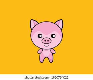 cute pig vector cartoon illustration.