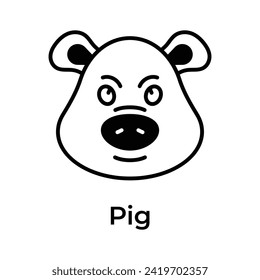 Cute pig vector design in modern style, premium editable icon