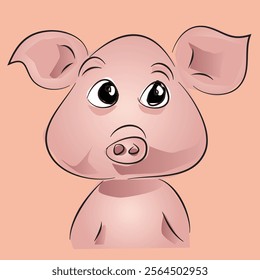 Cute Pig Vector Drawing and Illustration