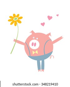 Cute pig. Vector illustration.