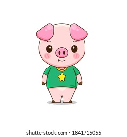 Cute-Schwein-Vektorgrafik von Chibi-Zeichen einzeln auf weißem Hintergrund.