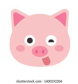 Cute pig vector illustration. Funny animals collection. - Vector