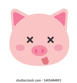 Cute pig vector illustration. Funny animals collection. - Vector