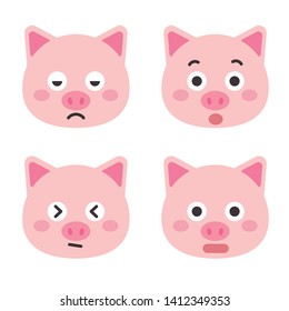 Cute pig vector illustration. Funny animals collection. - Vector