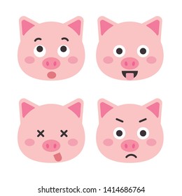 Cute pig vector illustration. Funny animals collection. - Vector