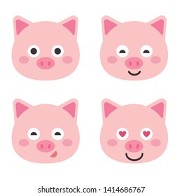 Cute pig vector illustration. Funny animals collection. - Vector