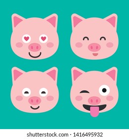 Cute pig vector illustration. Funny animals collection. - Vector