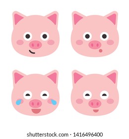 Cute pig vector illustration. Funny animals collection. - Vector