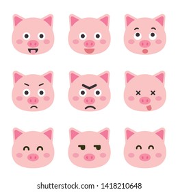 Cute pig vector illustration. Funny animals collection. - Vector
