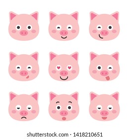 Cute pig vector illustration. Funny animals collection. - Vector